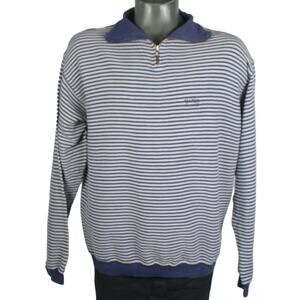Vintage Hugo Boss 1/4 Zip Pullover Mens L Navy Spell Out Sailing 90s
